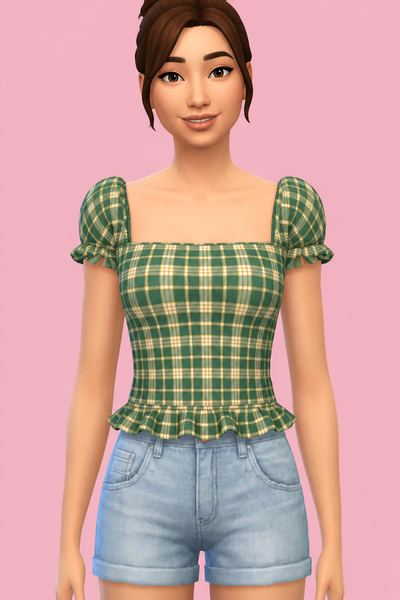 Ruffle Short Sleeved Top custom content (CC) for Sims 4 by RIMINGs