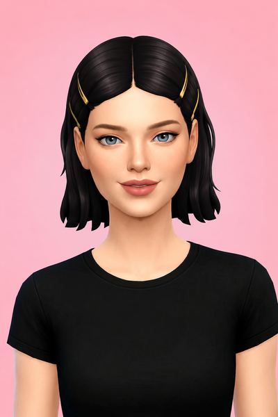 Saori Hair custom content (CC) for Sims 4 by TwistedCat