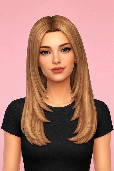 rachel hair custom content (CC) for Sims 4 by arethabee