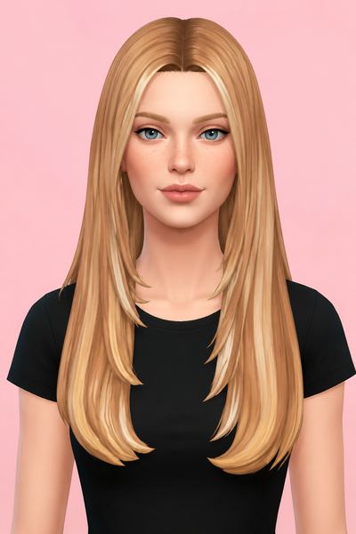 rachel hair highlights custom content (CC) for Sims 4 by arethabee