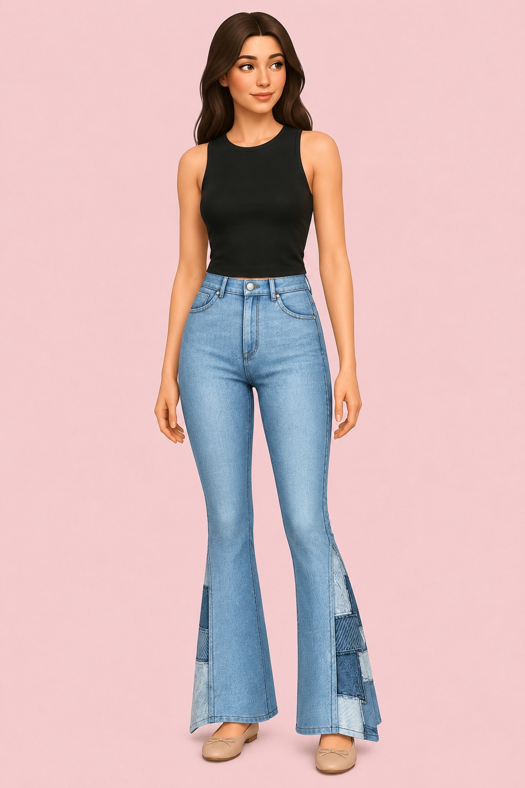 Play Hard Patchwork Jeans custom content (CC) for Sims 4 by trillyke