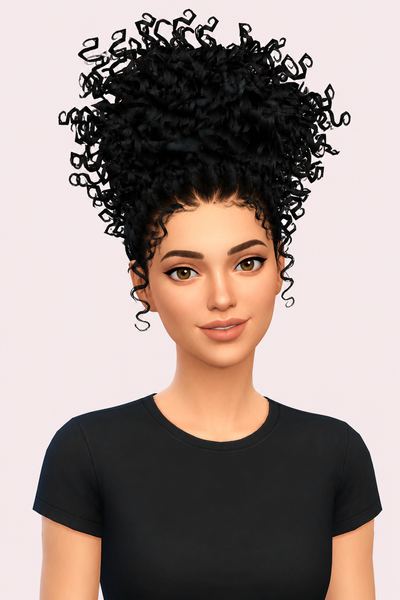 Klara Curly Bun custom content (CC) for Sims 4 by BadddieSims