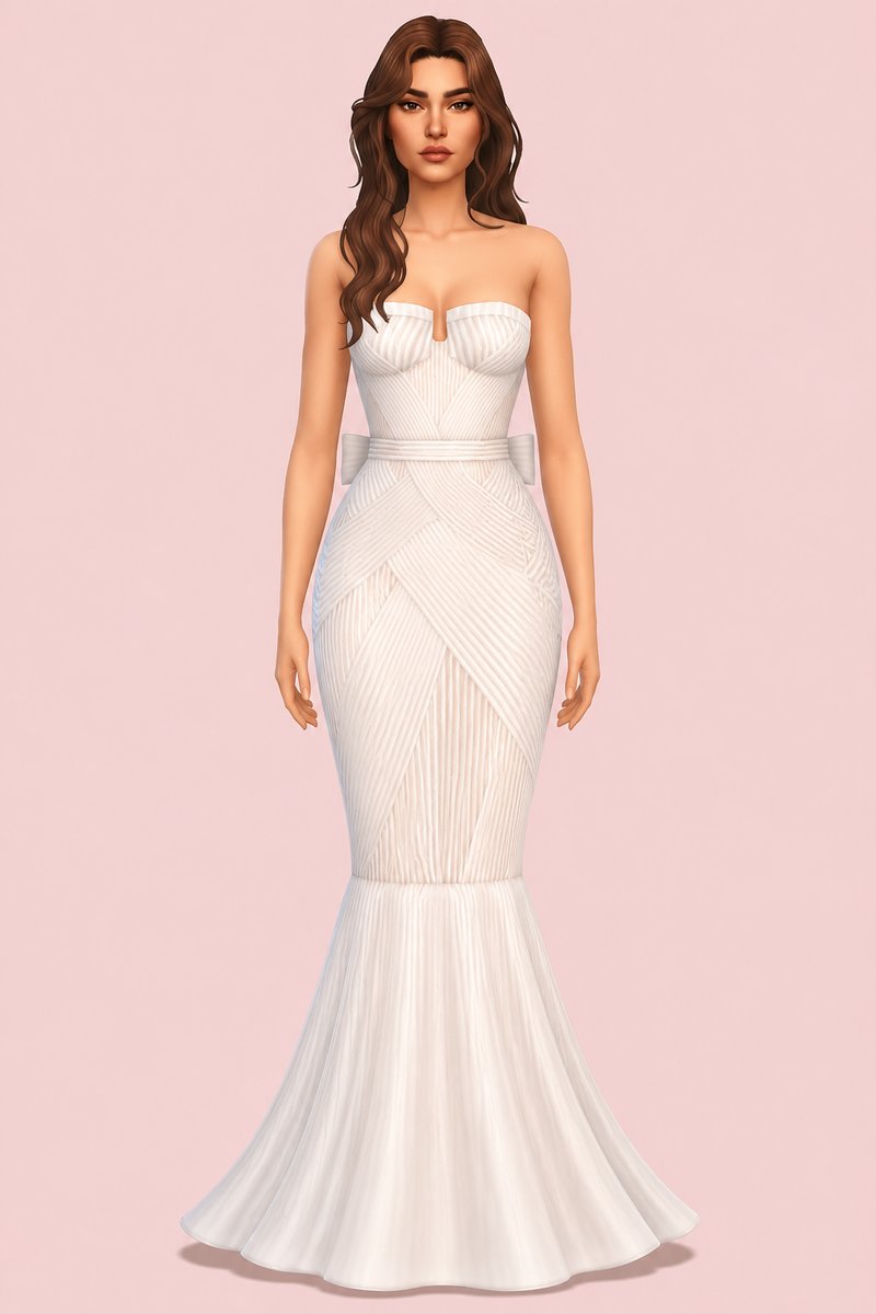 Divine Veil Dress 2 (no sleeves) custom content (CC) for Sims 4 by Madlen