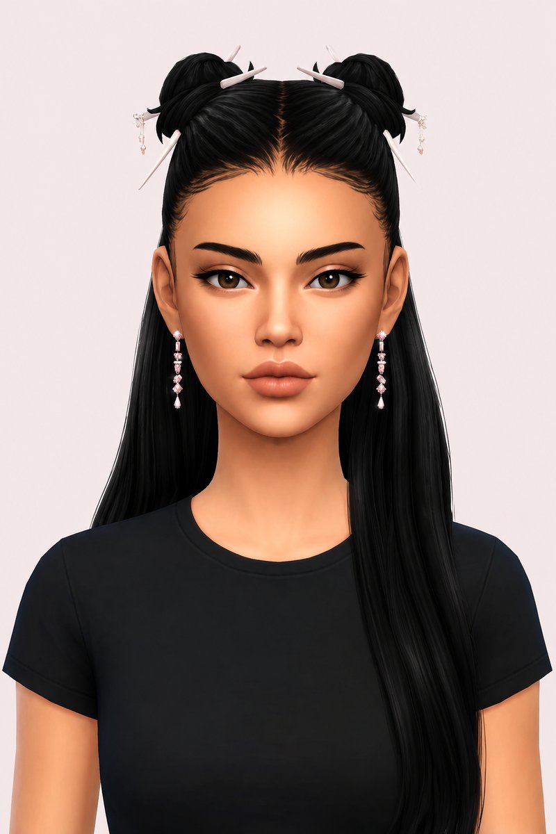 Fae Hair Buns custom content (CC) for Sims 4 by aharris00britney