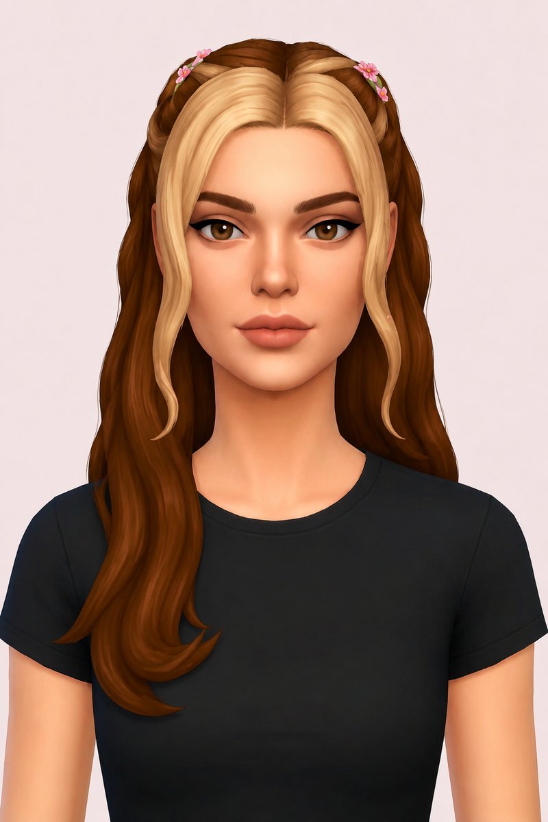 Flora Hair custom content (CC) for Sims 4 by aharris00britney